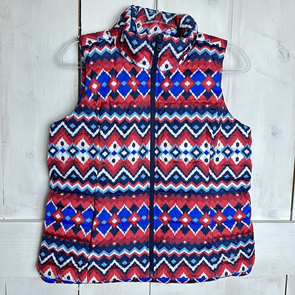 NEW Lands' End Down Puffer Vest Womens Size Small (6-8) Full Zip Southwestern